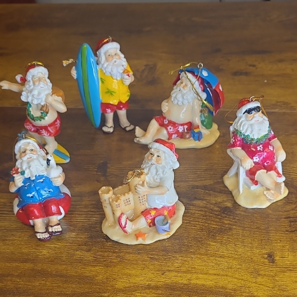 Set of Beach Santa Figurines
